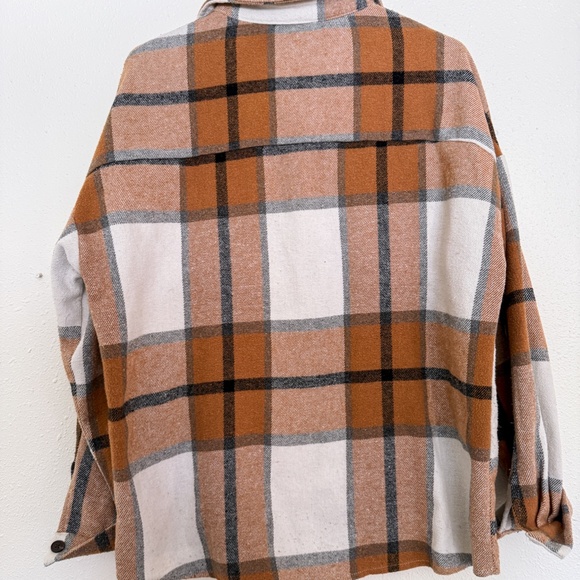Plaid Flap Detail Drop Shoulder Coat - Picture 4 of 6